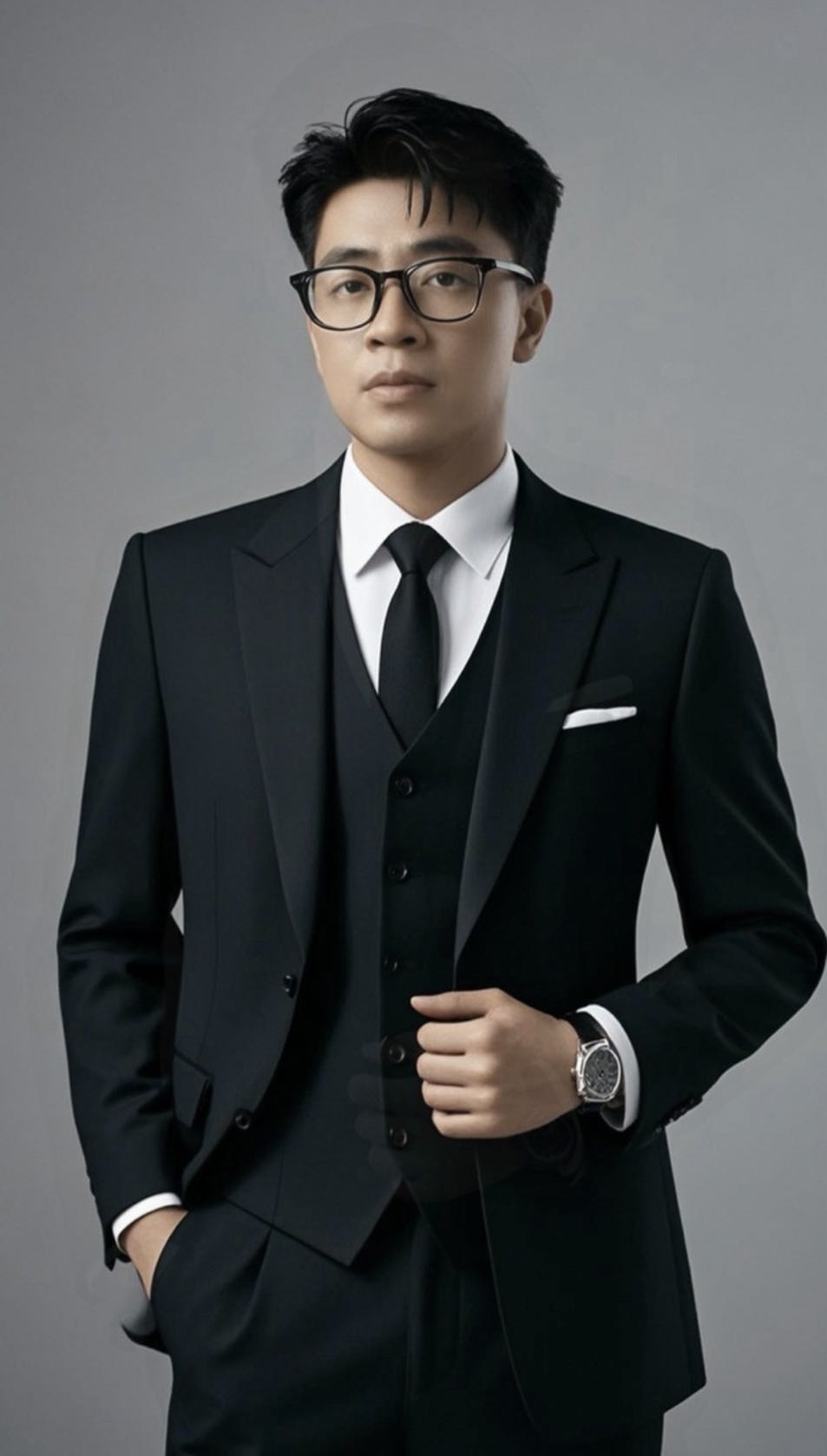 四十岁左右中年男性头像,穿白色衬衫,蓝色背景,专业商务人士形象,温和微笑表情,正式职业装束